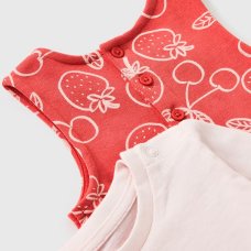MTX06: Baby Red Strawberry Print Dungaree & Top Outfit (0-23 Months)